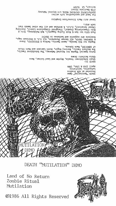Death - Mutilation (1986) Album Info