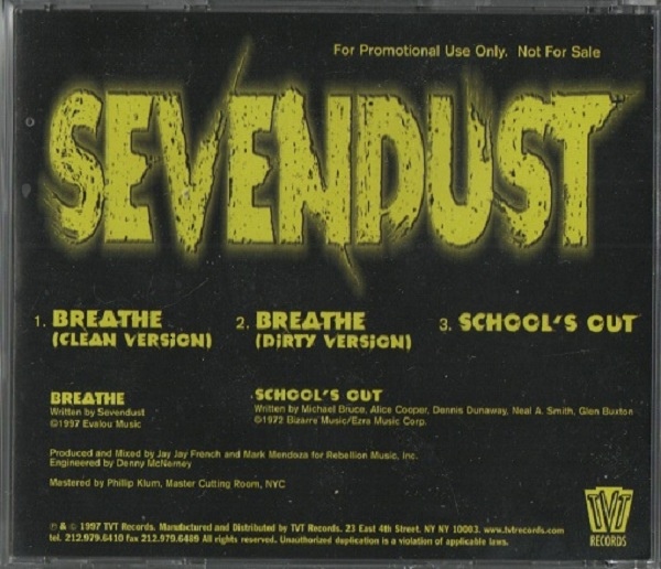 Sevendust  Breathe / School's Out (1997) Album Info