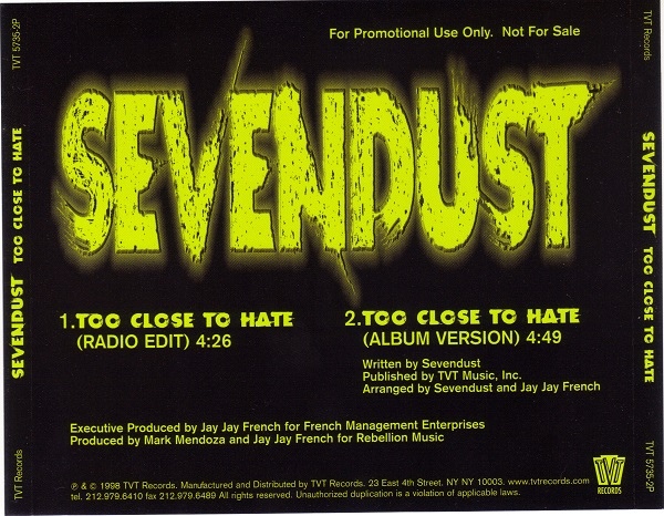 Sevendust  Too Close To Hate (1998) Album Info